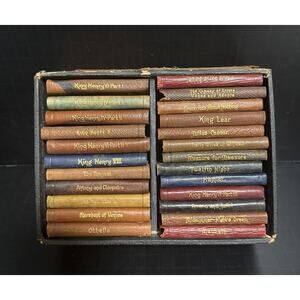 Antique Miniature Shakespeare 24 Vol Set Knickerbocker Leather Novelty c1920